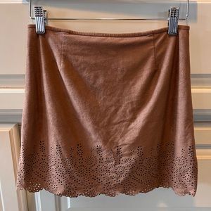 Girls Brown Faux Suede Skirt 14